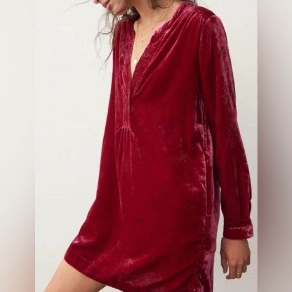 Anthropologie Red Velvet Midi Dress